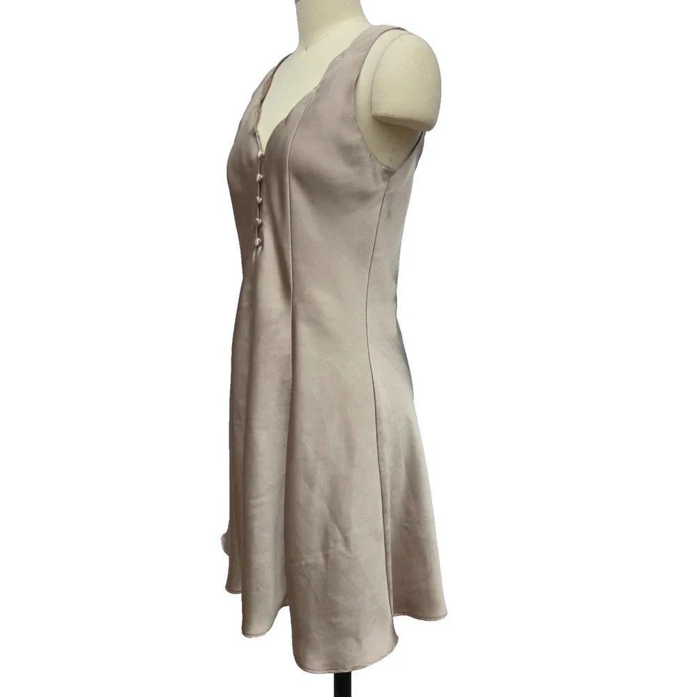 Vintage Gold Slip Dress Size M Erica Taylor Intimates Satin Sleeveless Nightgown